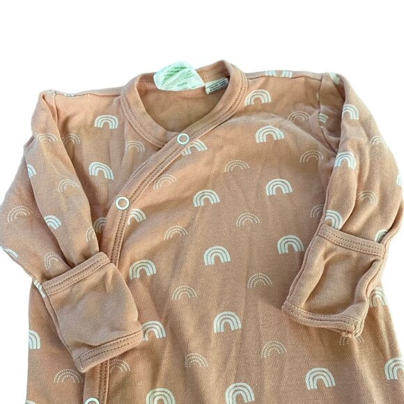 Parade Organics Kimono Snap Gown Pink Rainbows Size 0-3M - Picture 2 of 4